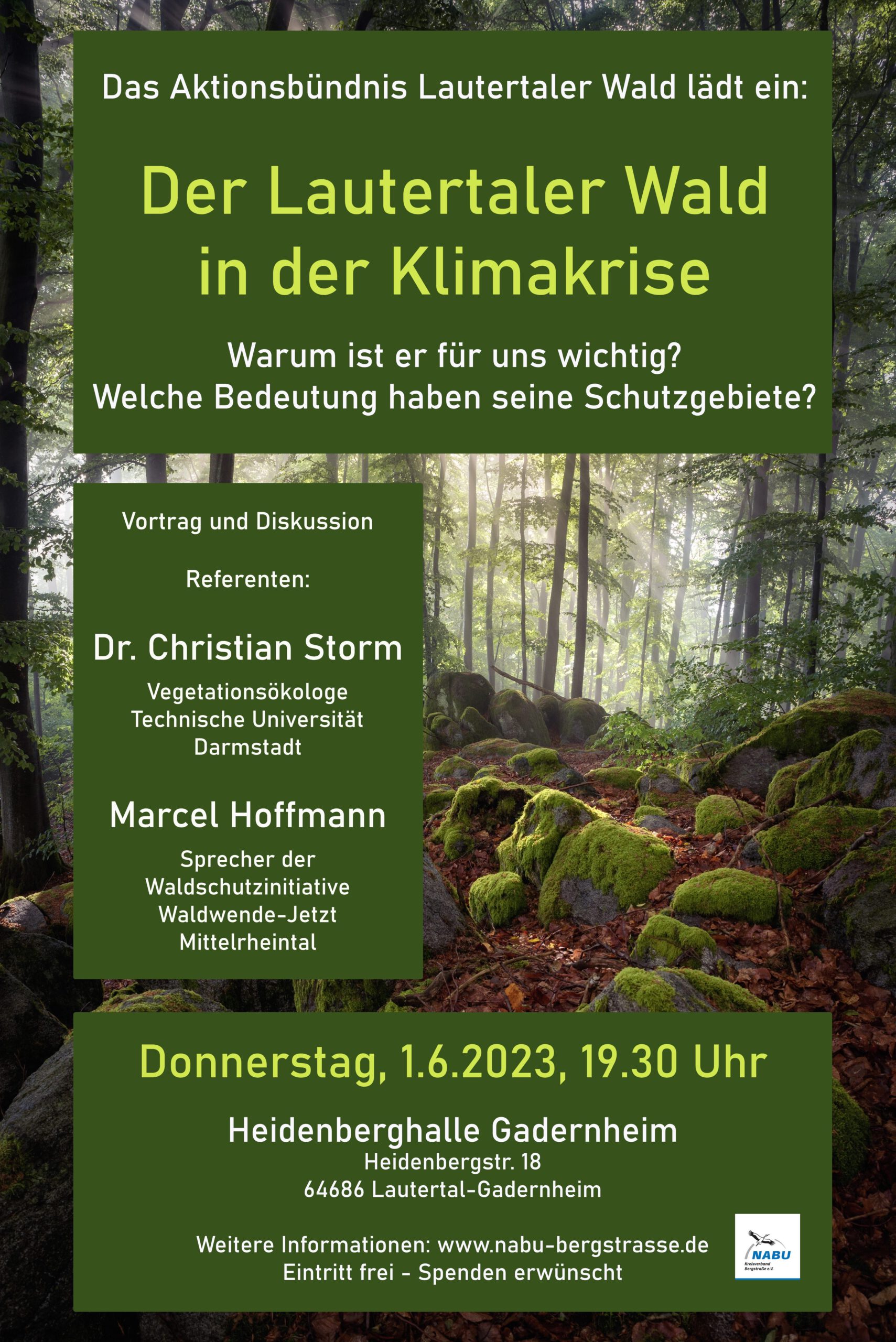 Einladung zu Vortrag und Diskussion 2023 vom Aktionsbündnis Lautertaler Wald